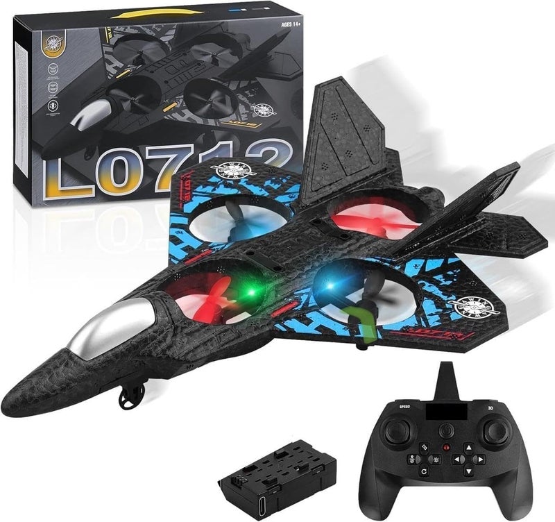 RC Airplanes L0712 2.4GHz Remote Controlled Aeroplane Quadcopter Floating Fighter Plane RC Aeroplane RTF for Beginners, Children and Adults, APlane Toy with Coloured Lights USB Charging - Image 1